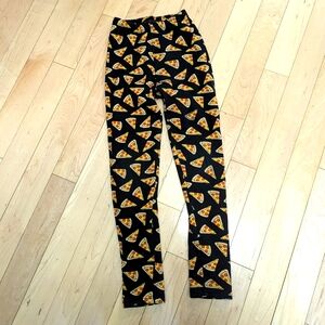 Just cozy brand fleece lined leggings  with a pizza print